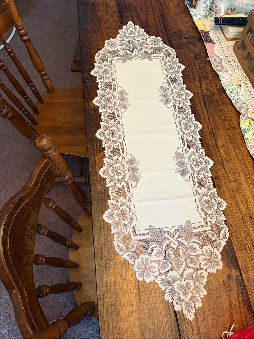 White Floral Lace Table Runner - Classic Home Dining Accent
